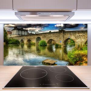 Sklenený obklad Do kuchyne Most rieka architektúra 100x50 cm