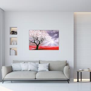 Červený obraz stromu (90x60 cm)