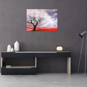 Červený obraz stromu (70x50 cm)