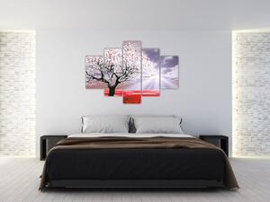 Červený obraz stromu (150x105 cm)
