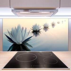 Sklenený obklad Do kuchyne Vodné lilie biely lekno 100x50 cm