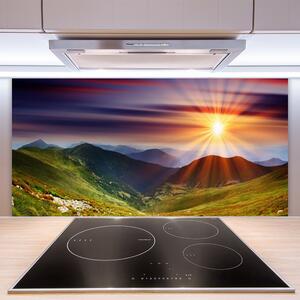 Sklenený obklad Do kuchyne Hory západ slnka príroda 100x50 cm