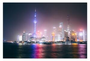 Obraz nočného Šanghaja (90x60 cm)