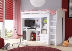 ArtFMbra Detská poschodová posteľ so stolíkom UNIT Farba: Biela