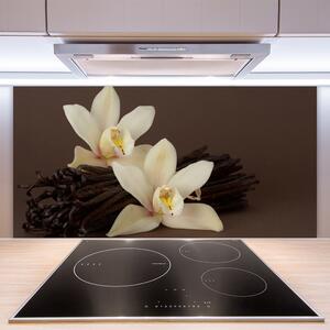 Sklenený obklad Do kuchyne Kvety vanilky do kuchyne 100x50 cm