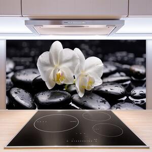Sklenený obklad Do kuchyne Kamene zen biela orchidea 100x50 cm