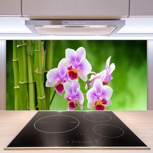 Sklenený obklad Do kuchyne Bambus orchidea kvety zen 100x50 cm
