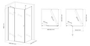 Hagser Gisa sprchovací kút 90x90 cm obdĺžniková čierna matné/priehľadné sklo HGR15000020