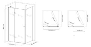 Hagser Gisa sprchovací kút 80x80 cm obdĺžniková čierna matné/priehľadné sklo HGR14000020