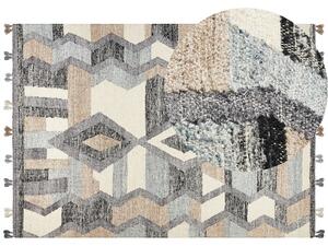 Kelímový koberec viacfarebný vlna a bavlna 200 x 300 cm ručne tkaný vzor boho patchwork so strapcami