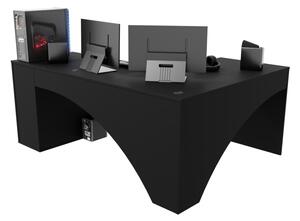 Počítačový rohový stôl CARAMBOL + LED, 185x74x135, biela, pravá