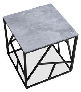 Konferenčný stolík VERISA KWADRAT, 55x55x55, sivý mramor/čierna