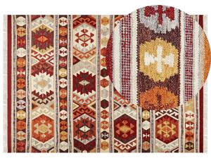Kelímový koberec viacfarebný vlna a bavlna 200 x 300 cm ručne tkaný vzor boho patchwork so strapcami