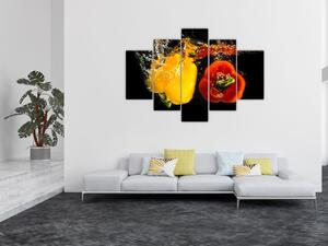 Obraz - papriky vo vode (150x105 cm)
