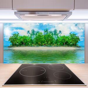 Sklenený obklad Do kuchyne More ostrov krajina 100x50 cm