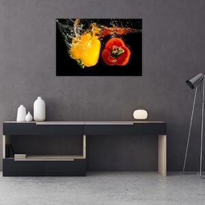Obraz - papriky vo vode (90x60 cm)