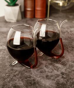 TEMPO-KONDELA TEARY, pohár na víno so zabudovanou slamkou, set 2 ks, 300 ml