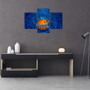 Obraz - pomaranč vo vode (90x60 cm)