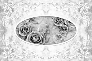 Samolepiaca tapeta čiernobiele kamenné ruže