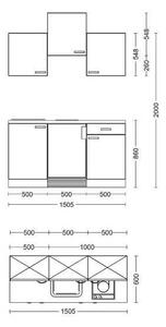 MINIKUCHYŇA VALERO 150,5 150,5 cm FlexWell - Online Only kuchyne, Online Only