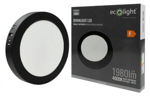 LED stropné svietidlo na stenu, okrúhle, 18W, 1980lm, čierne, 4000K