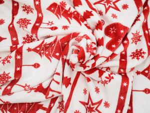Červeno-biela vianočná mikroplyšová deka, 200x230 cm