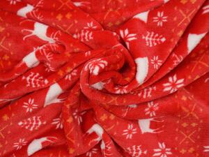 Červená vianočná mikroplyšová deka, 150x200 cm