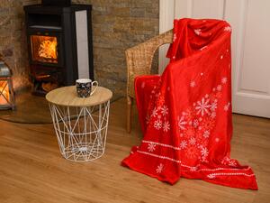 Červená vianočná mikroplyšová deka VLOČKA, 150x200 cm