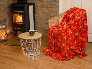 Červená vianočná mikroplyšová deka VIANOCE, 150x200 cm