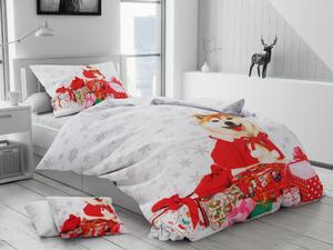 Bavlnené obliečky Vianočný psík + obliečka na vankúšik 40x50 cm zadarmo