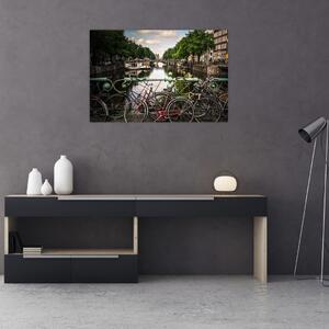 Obraz bicykla v meste (90x60 cm)