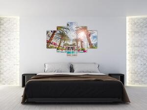 Obraz - palmy s bazénom (150x105 cm)