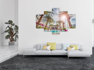 Obraz - palmy s bazénom (150x105 cm)