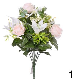 Kytica ruža ľalia cala svetloružová 48 cm 220801R - Umelé kvety