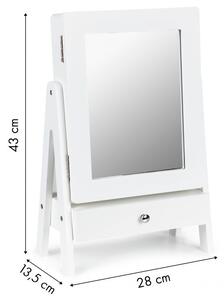 Kozmetický toaletný stolík - šperkovnica so zrkadlom Biela