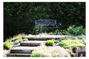 H & G Záhradná kovová lavička FLOWERS GREEN