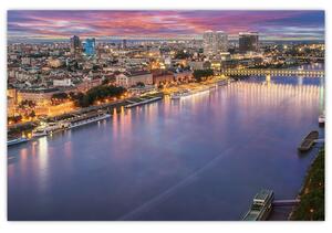 Obraz nočného mesta Bratislavy s riekou (90x60 cm)