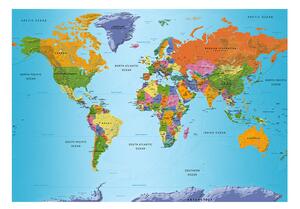 Samolepiaca fototapeta - Mapa sveta: Farebná geografia 98x70
