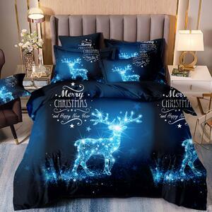 Geniálne tmavo modré vianočné posteľné obliečky s motívom čarovného soba Modrá