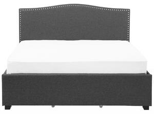 Rám postele čalúnený sivý polyesterové čalúnenie úložný priestor super king size 180x200 cm tradičný dizajn