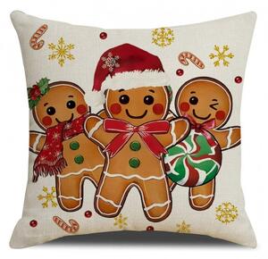 Vianočná obliečka na vankúš GINGERJOY 45x45 cm, béžová