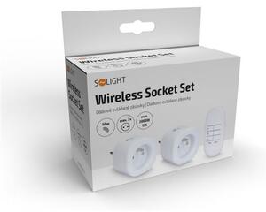 SOLIGHT Diaľkovo ovládané zásuvky set 2 zásuvky + 1 ovládač Learning Code 3000W/13A