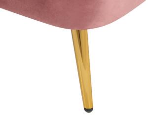 Leňoška ružová zamatová čalúnená ľavostranná zlaté kovové nohy moderný štýl