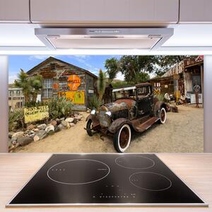 Sklenený obklad Do kuchyne Staré auto architektúra 100x50 cm