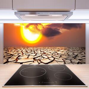 Sklenený obklad Do kuchyne Slnko púšť krajina 100x50 cm