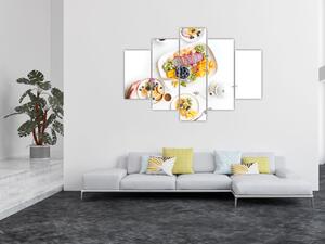 Obraz tanierov s ovocím na stole (150x105 cm)