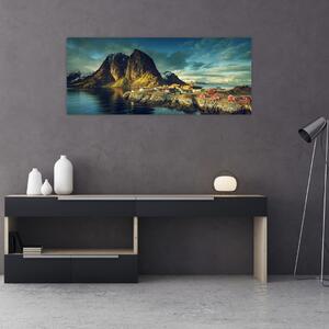 Obraz rybárskej dediny v Nórsku (120x50 cm)