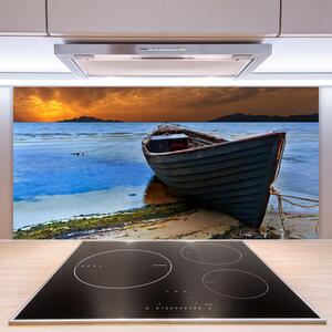 Sklenený obklad Do kuchyne Loď more pobrežie pláž 100x50 cm