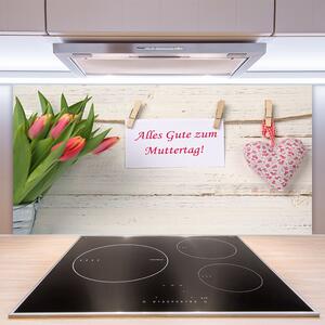 Sklenený obklad Do kuchyne Tulipány srdce umenie 100x50 cm