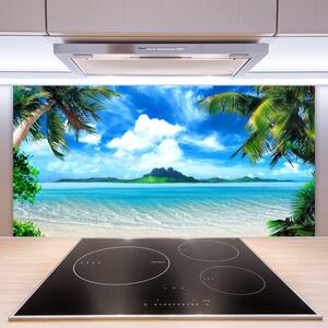 Sklenený obklad Do kuchyne Palmy more tropický ostrov 100x50 cm